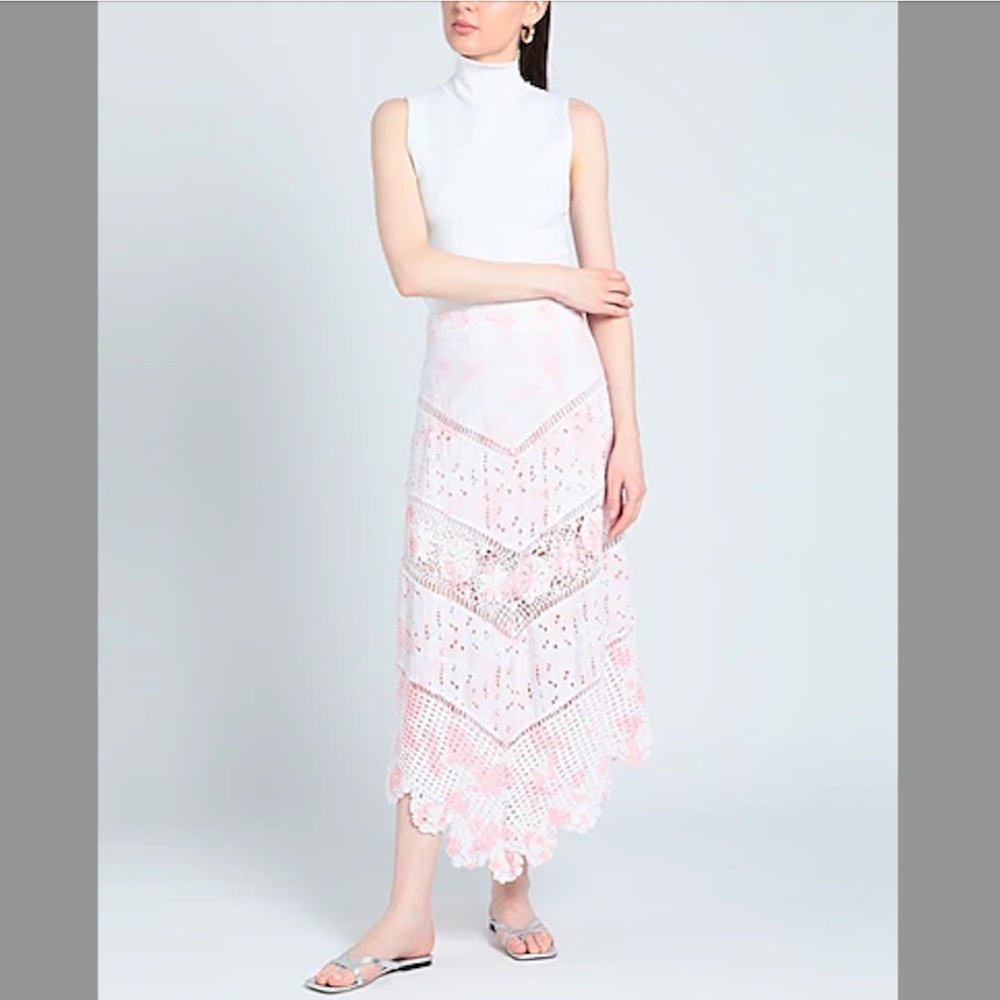 LoveShackFancy Garcelle tie-dyed crochet and broderie midi/maxi skirt size 2 - Picture 3 of 16